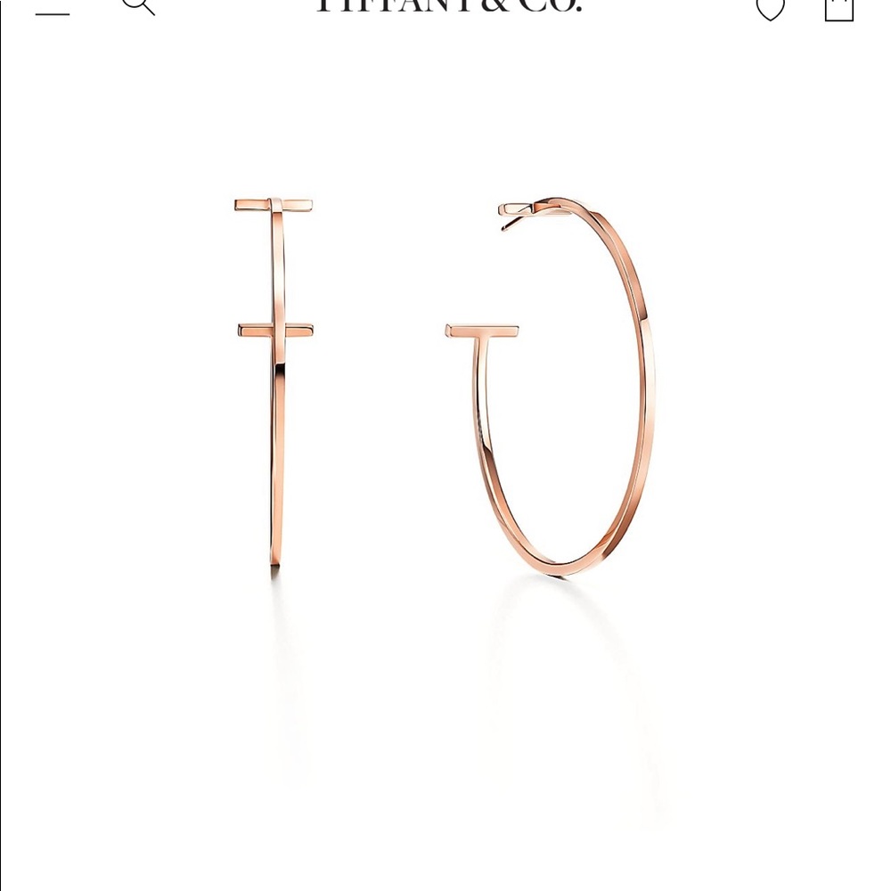 Tiffany wire T hoop earrings rose gold
